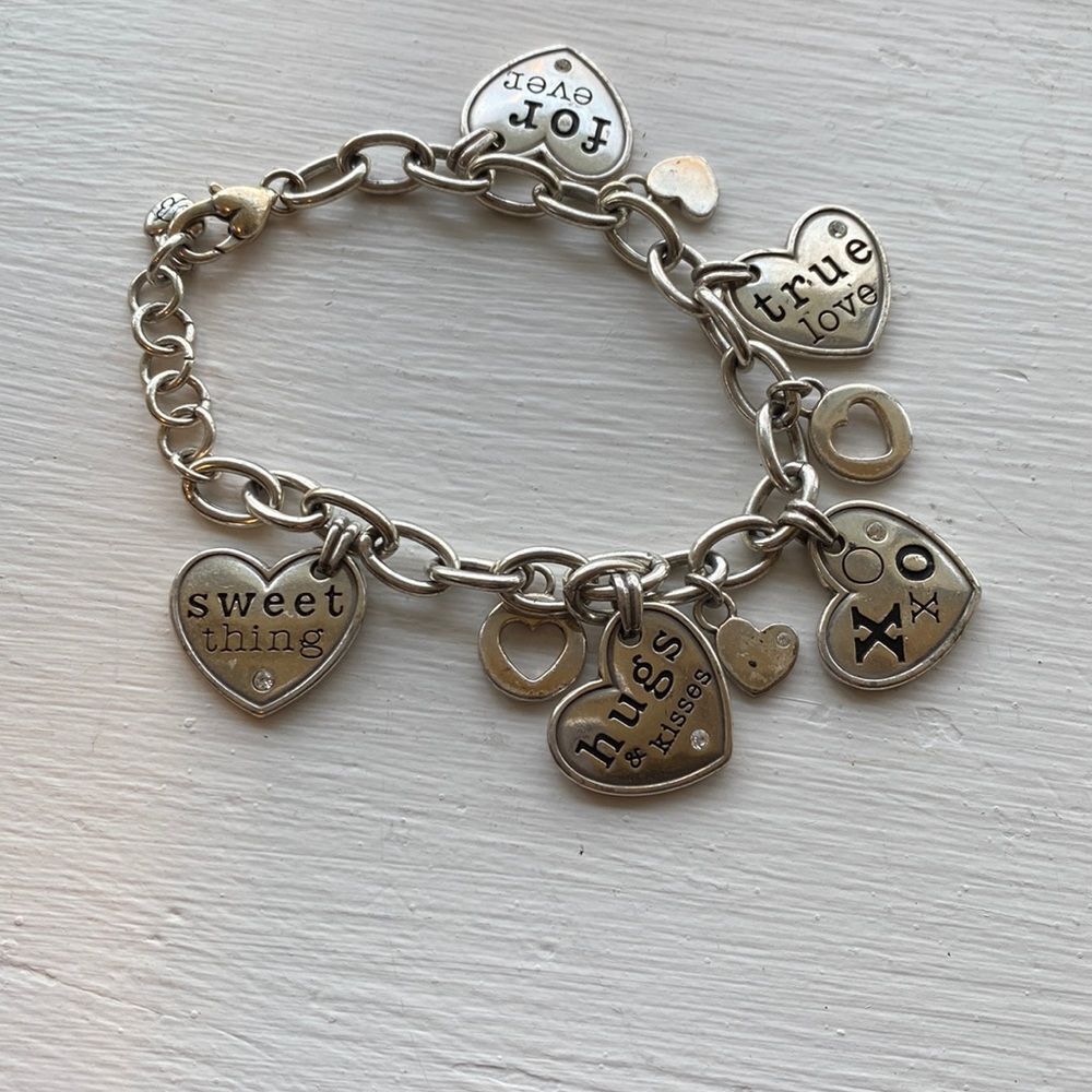 Brighton‎ contemporary silver be mine hugs and kisses heart charm bracelet